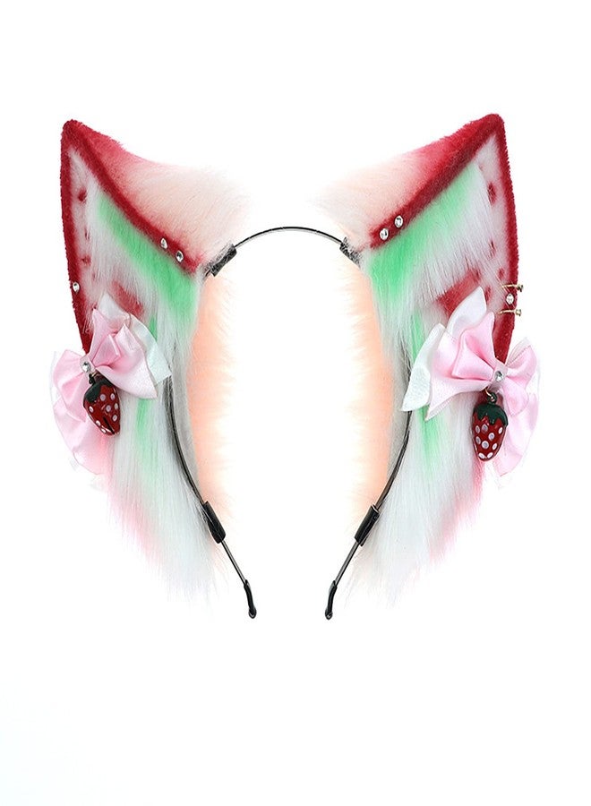 Faylay Women Furry Cat Ear Animal Ears Headband Ribbon Decor (CMME) - Image 1